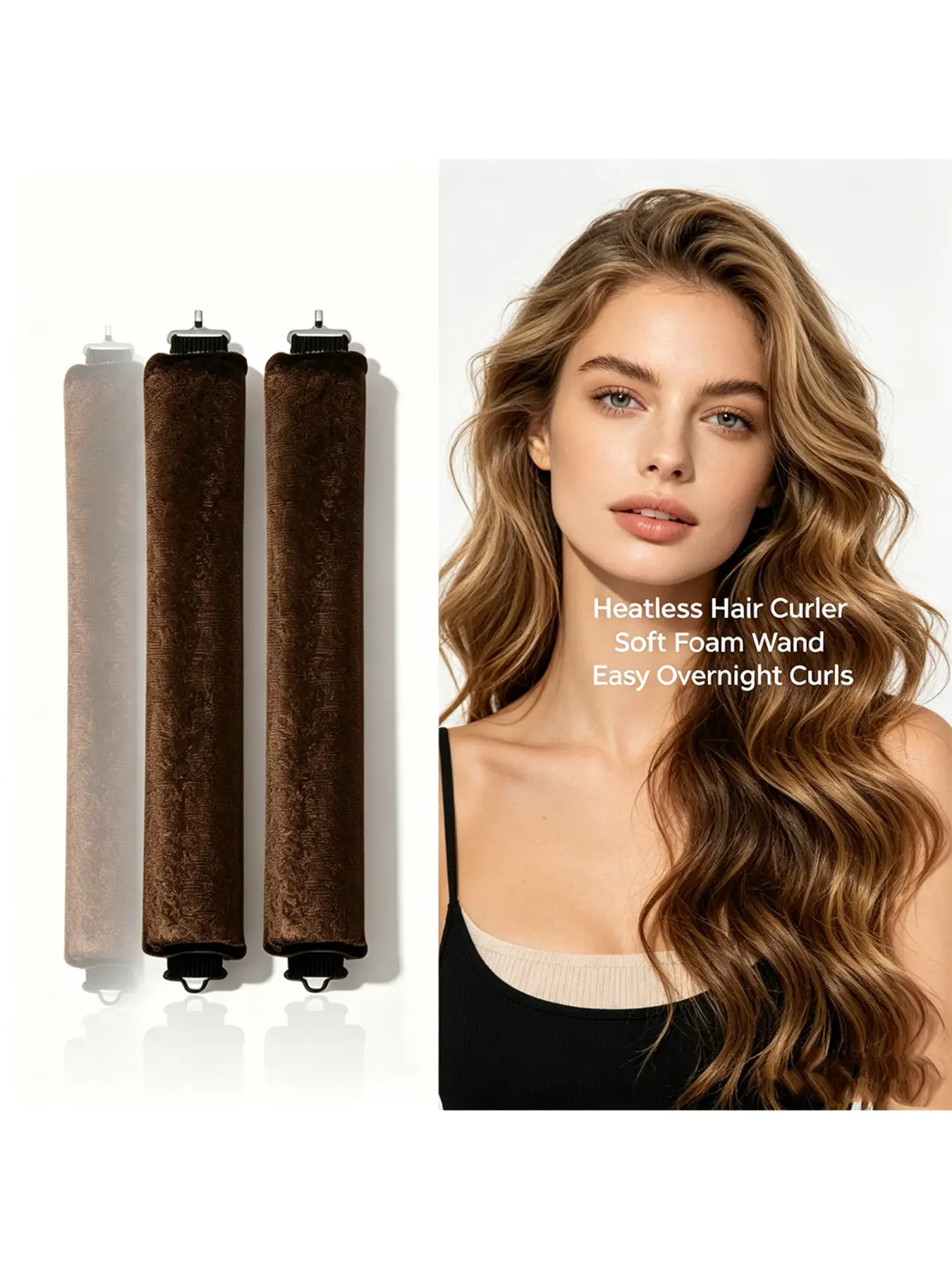 3-Pack Velvet Wrapped Soft Foam Hair Rollers, No Heat Damage, Comfortable Sleep Use, DIY Natural Waves, Portable Non-Slip, Gift Idea