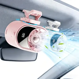 2026 Car Fan Clip on Air Conditioner Fan with LED Display, 360° Rotation 199 Speed Adjustable USB Rechargeable Personal Cooling Fan, Portable Mini Cooling System for Auto Vehicle Travel Office