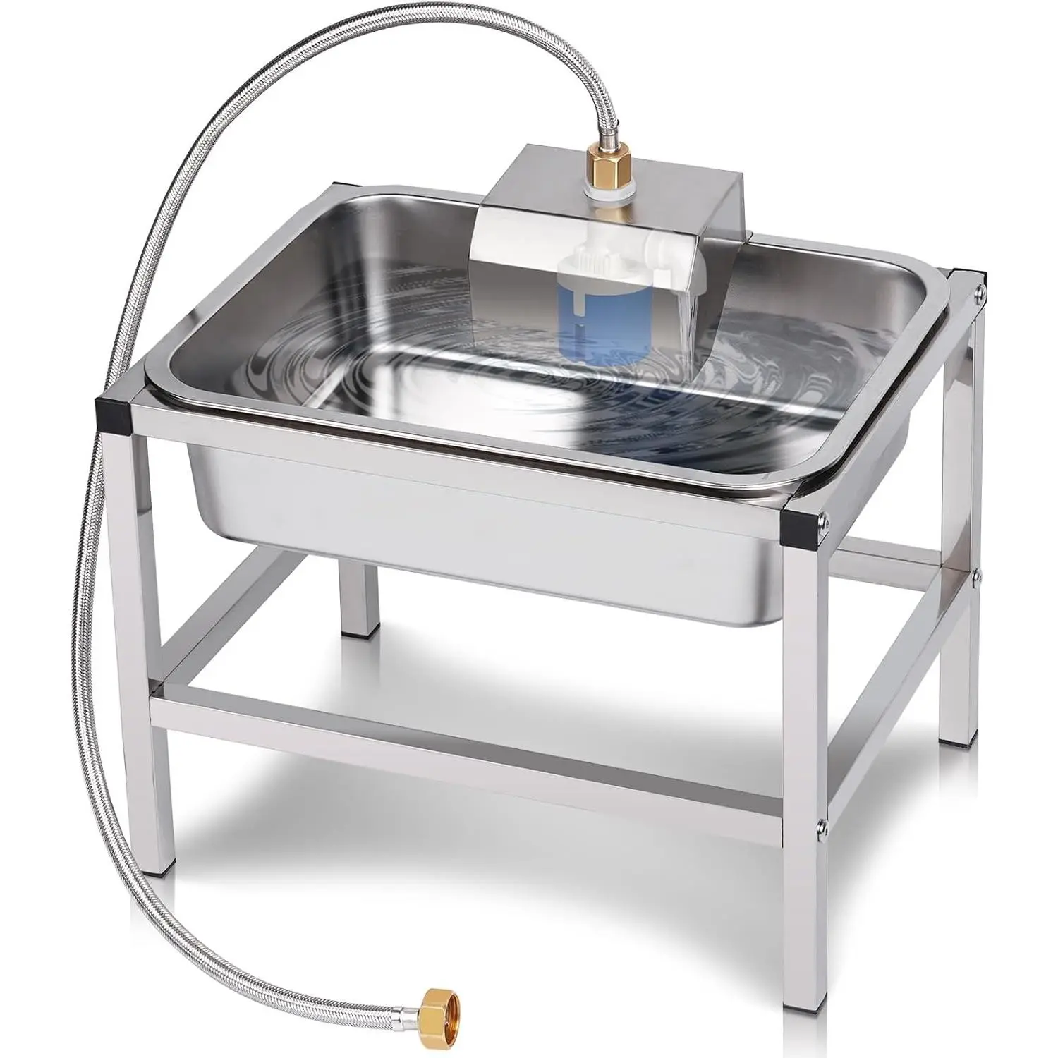 3Gal Automatic Dog Water Bowl Dispenser for Large Dogs Outdoor | Elevated Dog Water Bowl with Stand, Stainless Steel Pet waterer with Float Valve for Large Breed, Reduces Neck Pressure