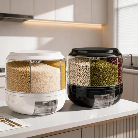 GHQ Modern Storage Bottles & Jars - White & Black Transparent Organized Food Storage Containers for Grains, Beans, Pantry Organization, Utensils