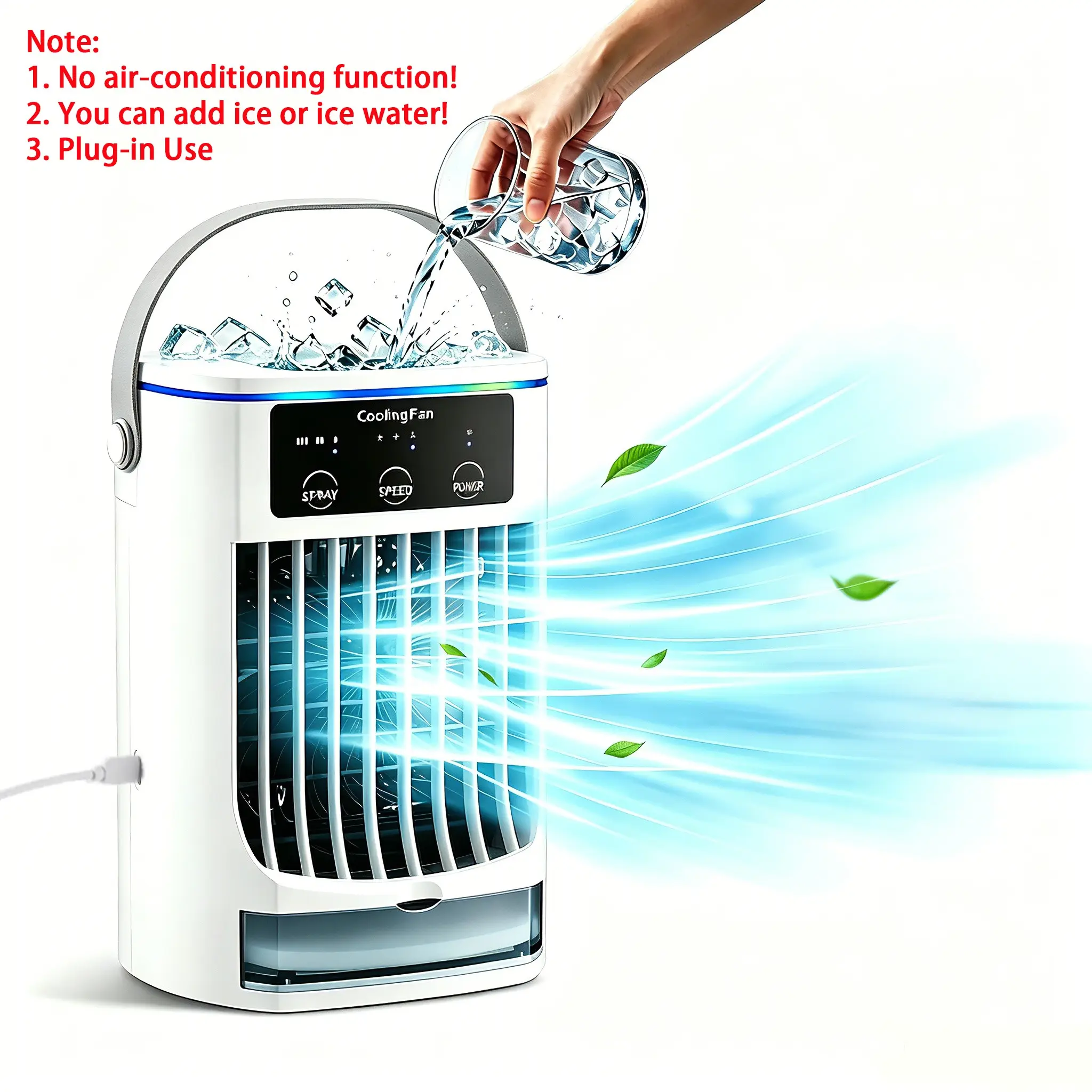 Portable Air Cooler, Desktop Cooling Fan with 3 Speeds & 3 Mist Modes, Water Cooling Spray Fan with 500ml Water Tank, Quiet for Bedroom Home Office Desk Dorm, Misting Fan