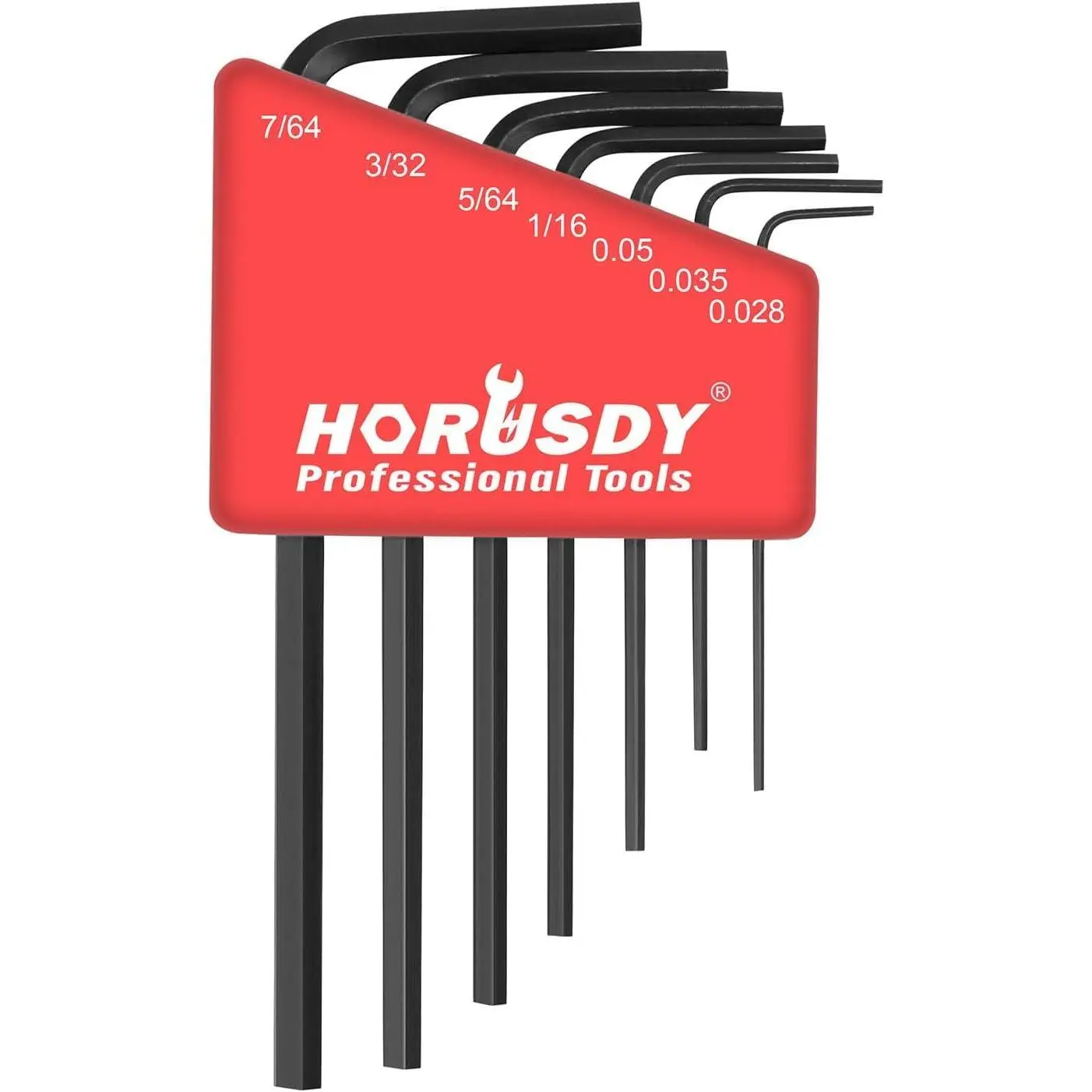 7- Mini Hex Key SAE Set,  L Shape Allen Wrench, 0.028, 0.035, 0.05, 1/16", 5/64", 3/32", 7/64", Cr-V