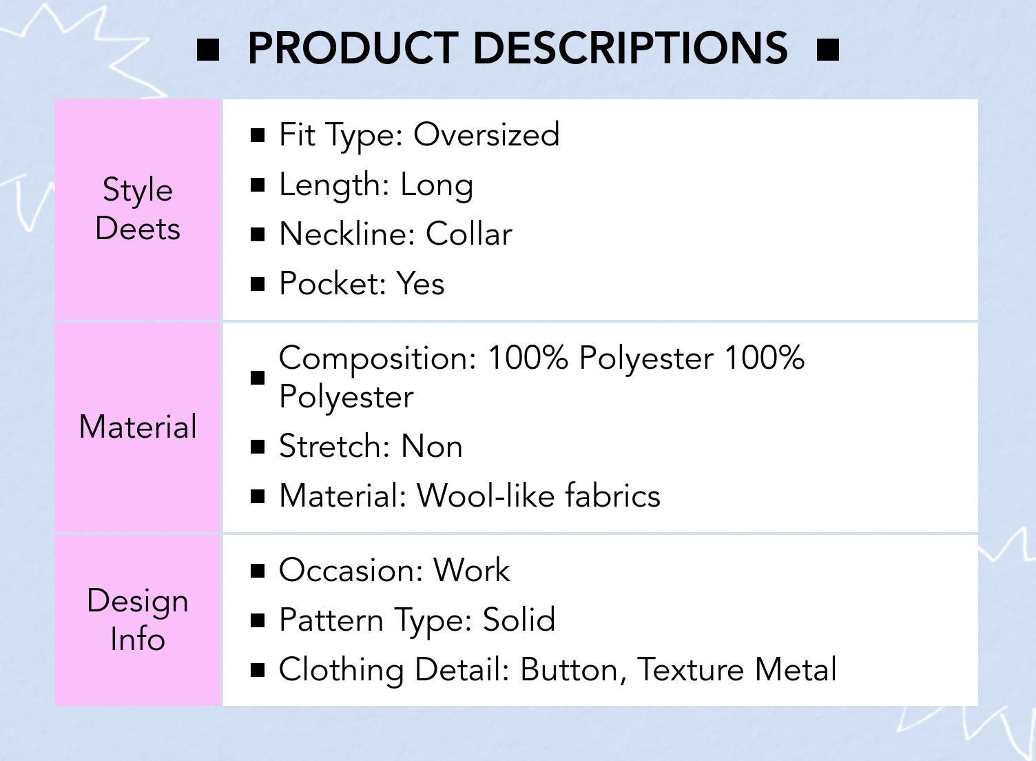 Cider Wool-Look Notched Collar Metal Button Oversized Coat