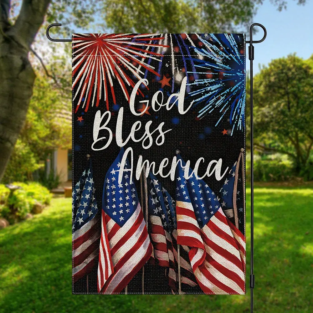 God Bless America Garden Yard House Flag, Double Sided Garden Yard Flag, Home Decor, Outside Decor, Yard Decor, Garden Decor, Holiday Decor, No Flagpole, Available in Sizes 28X40 Inches, Garden Decor