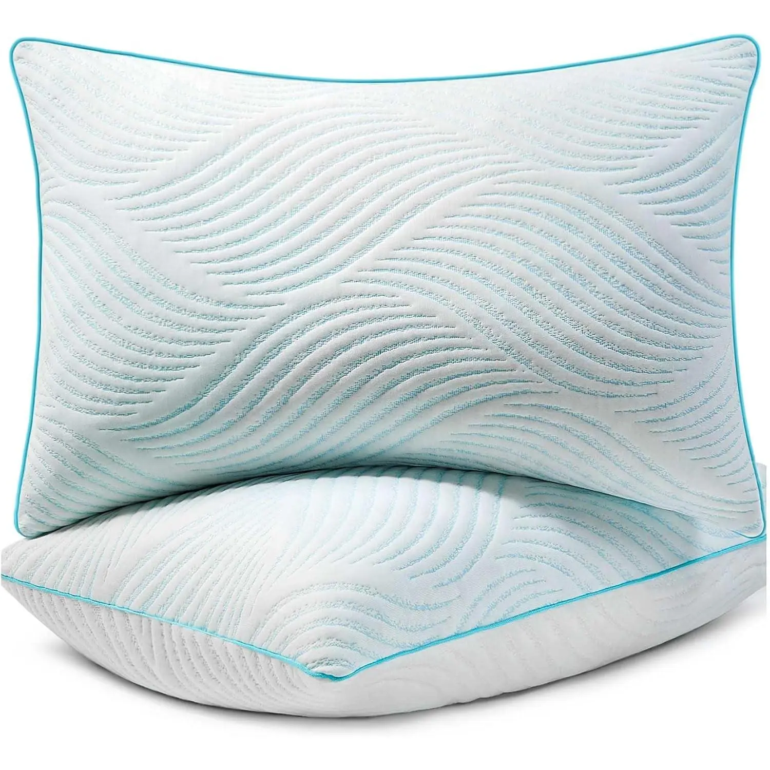 Pillows Queen Size Set of 2 Cooling Memory Foam Pillows for Sleeping Adjustable Medium Firm Back and Side Sleeper