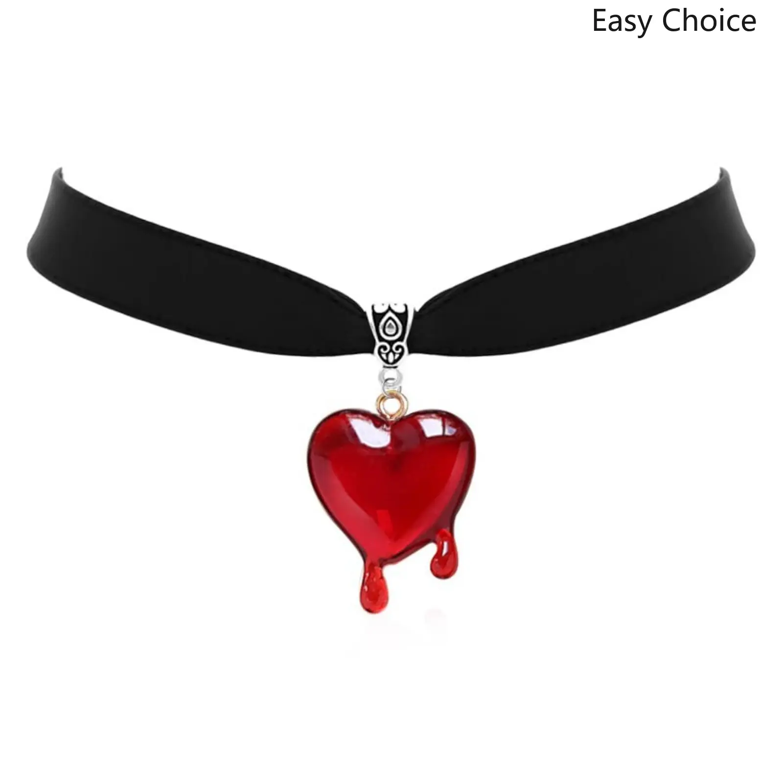 Gothic Blood‑Drip Heart Velvet Choker Necklace, Dark‑Aesthetic Couple Statement Jewelry, Adjustable Velvet Collar Accessory for Gothic Themed Party Daily Outfit Styling