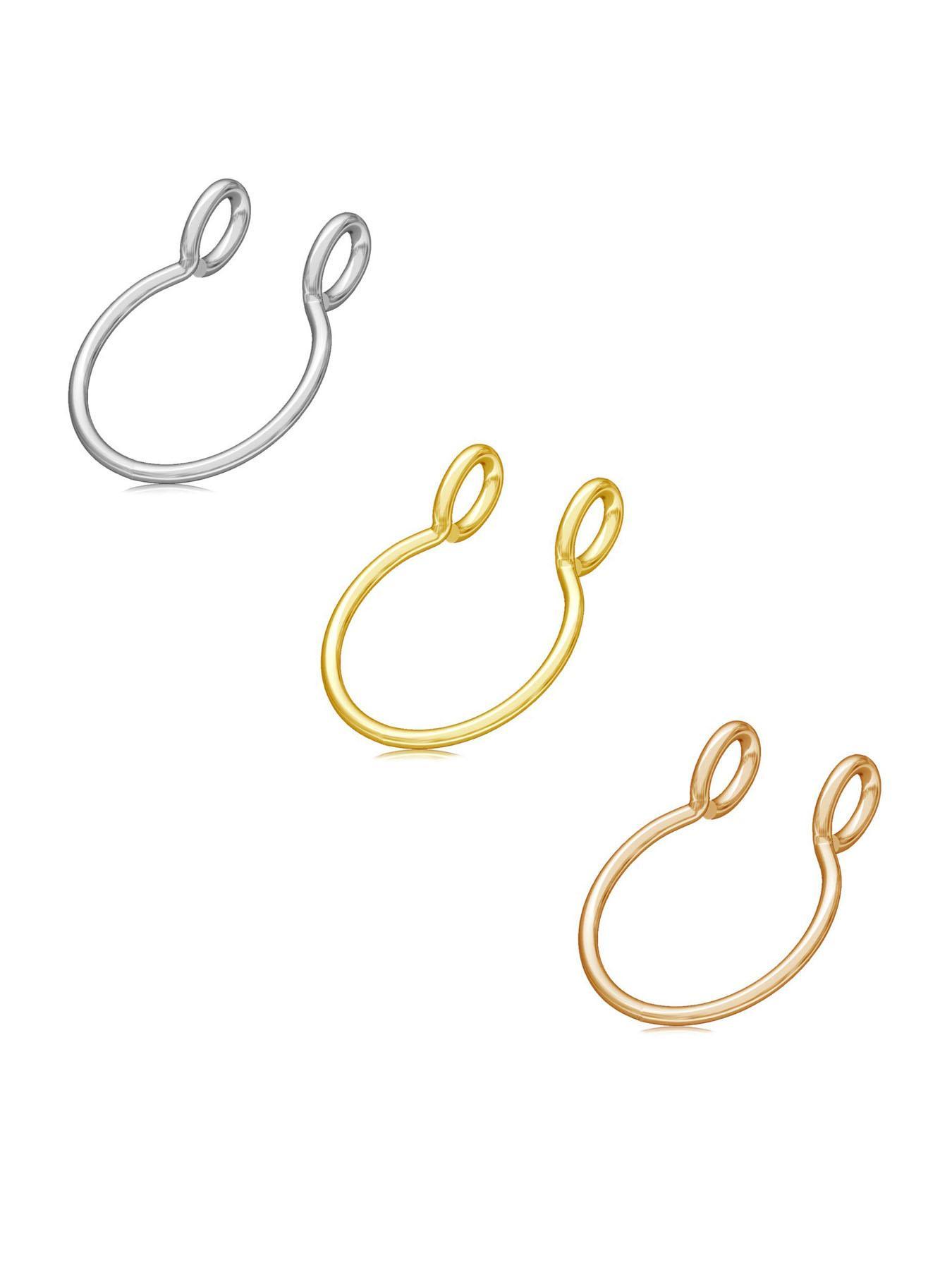 3pcs Stainless Steel Fake Nose Ring, Faux Piercing Jewelry 8 mm Fake Nose Ring Hoop Nose Rings Hoops for Faux Septum Nose Ring Set