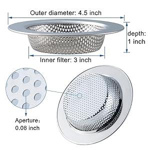 2-piece kitchen sink strainer set, suitable for most kitchen sink drain baskets, upgraded double-layer safety design kitchen sink strainer (outer diameter 4.5inch