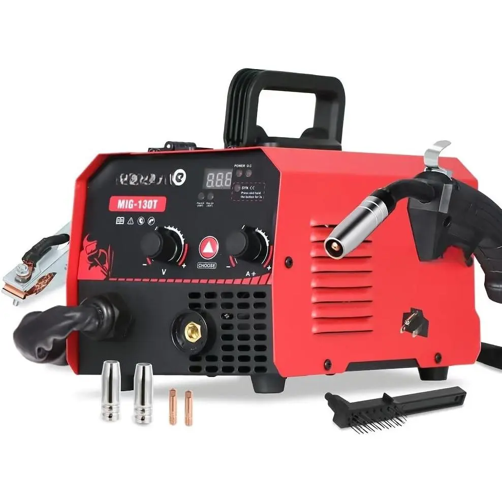 130A Gasless Flux Core MIG Welder Welding Machine 110V Portable IGBT Inverter Synergy Welder Machine