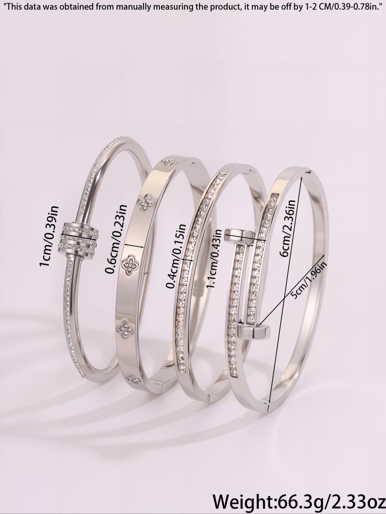 Elegant Stainless Steel Set, Stylish Daily Wear Jewelry, Perfect for Vacation, Fashionable Accessory for All Seasons, Trendy Stack Bangle, Stainless Steel Bracelets