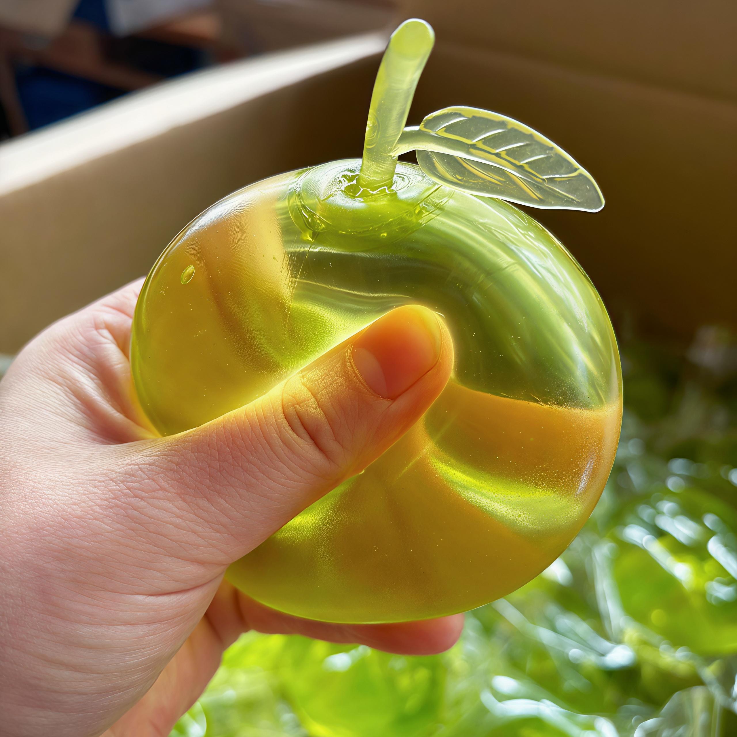 Green Apple Maltose Squishy - Indent Slow Rebound Fidget Toy| Realistic Fruit Stress Ball for Gift to Kids or Adults