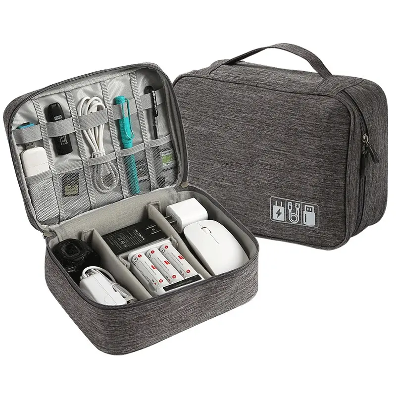 Electronics Storage Bag, 1 Count Multi Grid Electronics Organizer, Cosmetic Storage Bag, Storage Bag for Cable Charger, Phone, USB, SD Card, Hard Drives, Power Bank
