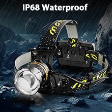 MoKo Rechargeable Headlamp 90000LM, 40H Long Lasting Battery Powered, 7 Modes Headlight with Motion Sensor, IP68 Waterproof 90° Adjustable Head Lamp, Zoomable Led Headlamp for Running Camping Fishing super Bright