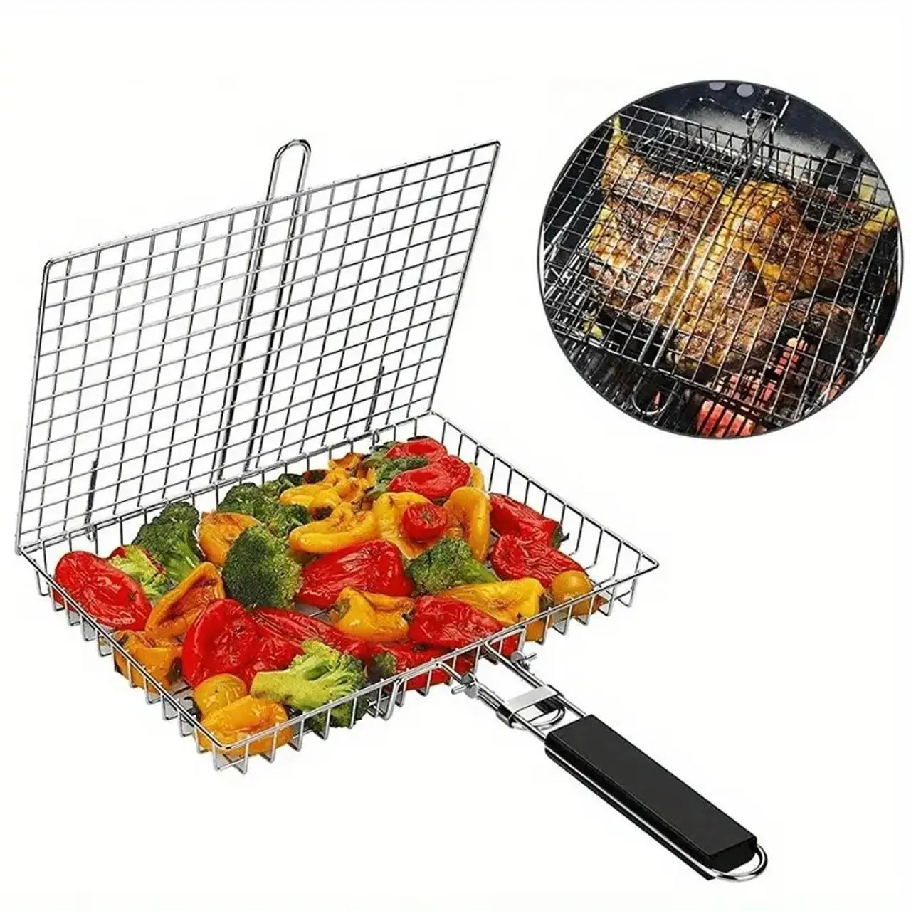 Large Stainless Steel BBQ Tongs, Rust-Resistant Metal with Detachable Handle, Ideal for Grilling, Picnics, Camping, Outdoor Cooking