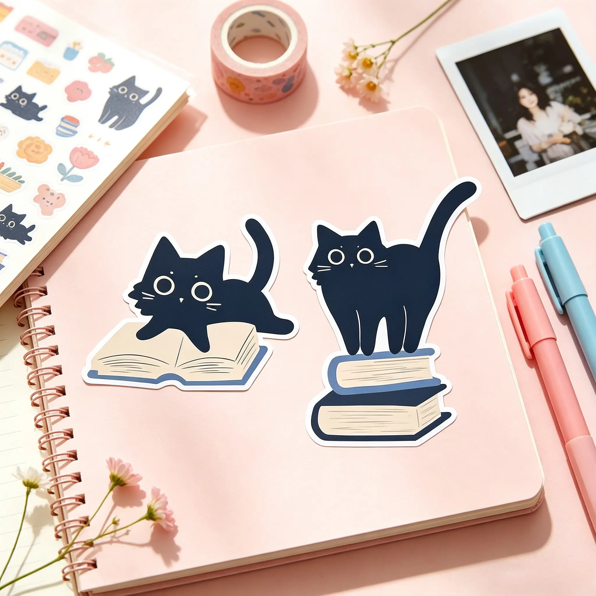 2pcs Funny Cat Stickers for Phone Case, Laptop, Water Bottle, Notebook, Waterproof Decorative Stickers, Perfect Gift for All Occasions