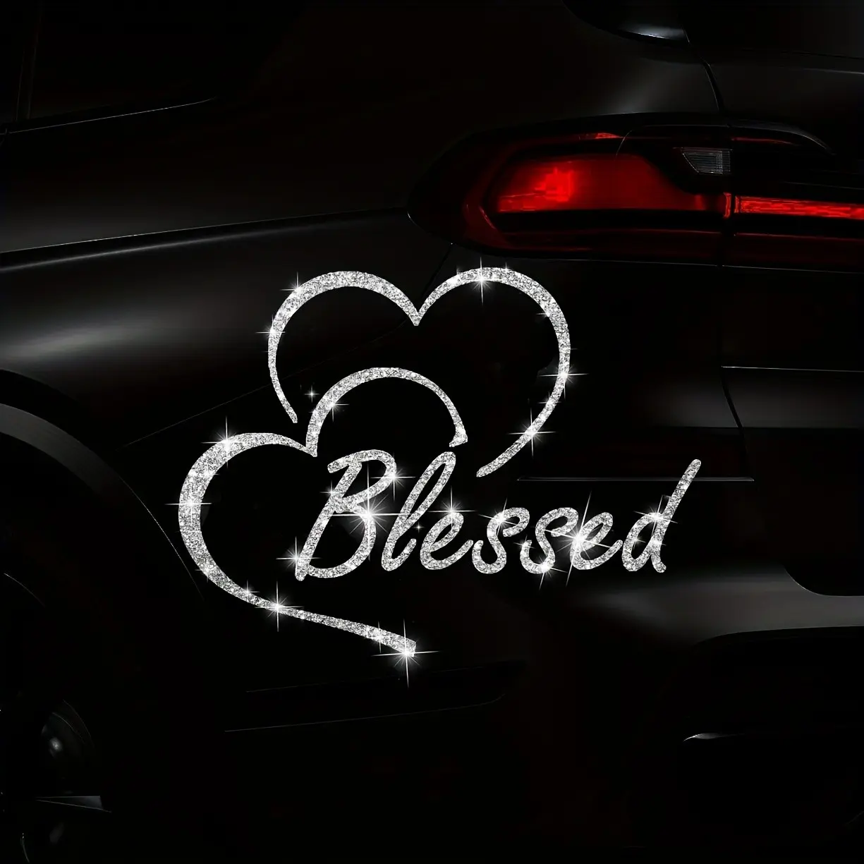 Shiny Heart of Happiness Car Sticker, Sparkling Vinyl Decal for Cars and Motorcycles Windows Laptop