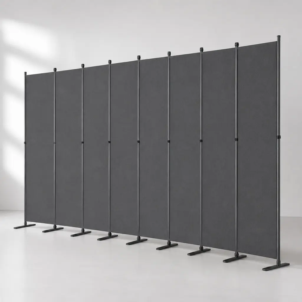 ARCH 8-Panel Modern Adjustable Room Divider - 159in W x 71in H Folding Privacy Screen, Heavy-Duty Metal Frame, Polyester Fabric, Portable Freestanding Partition for Bedroom, Office (room dividers)