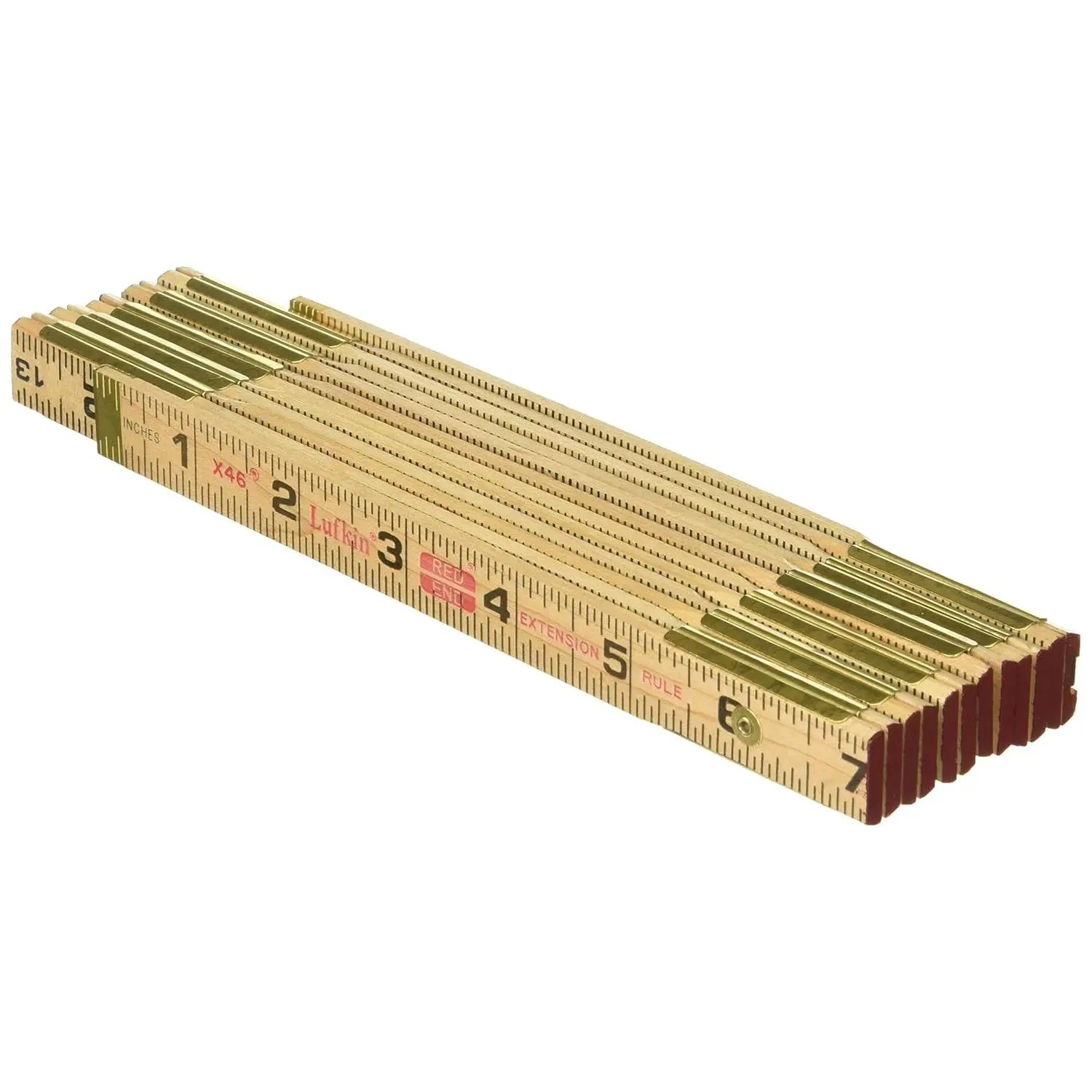 6-Foot Wood Extension Rule - Hand Measurement Tool with Brass Extension Component, Black and Brown Finish