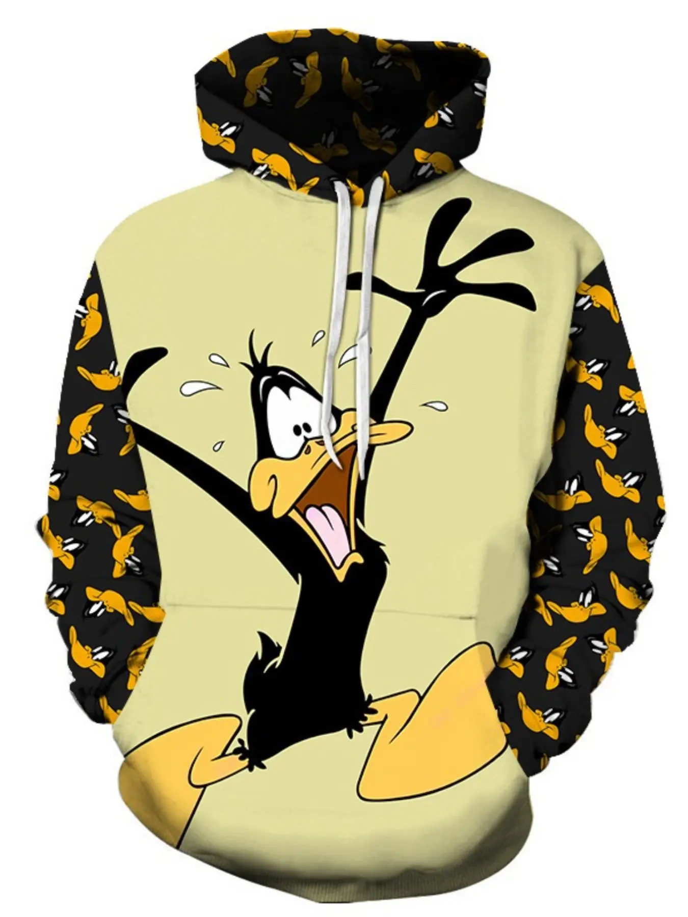 Warner's Colorful Cartoon Anime Sweatshirt, Drawstring Hood, Kangaroo Pocket, Trendy Color-Blocking, Casual College Style, Adults & Couples