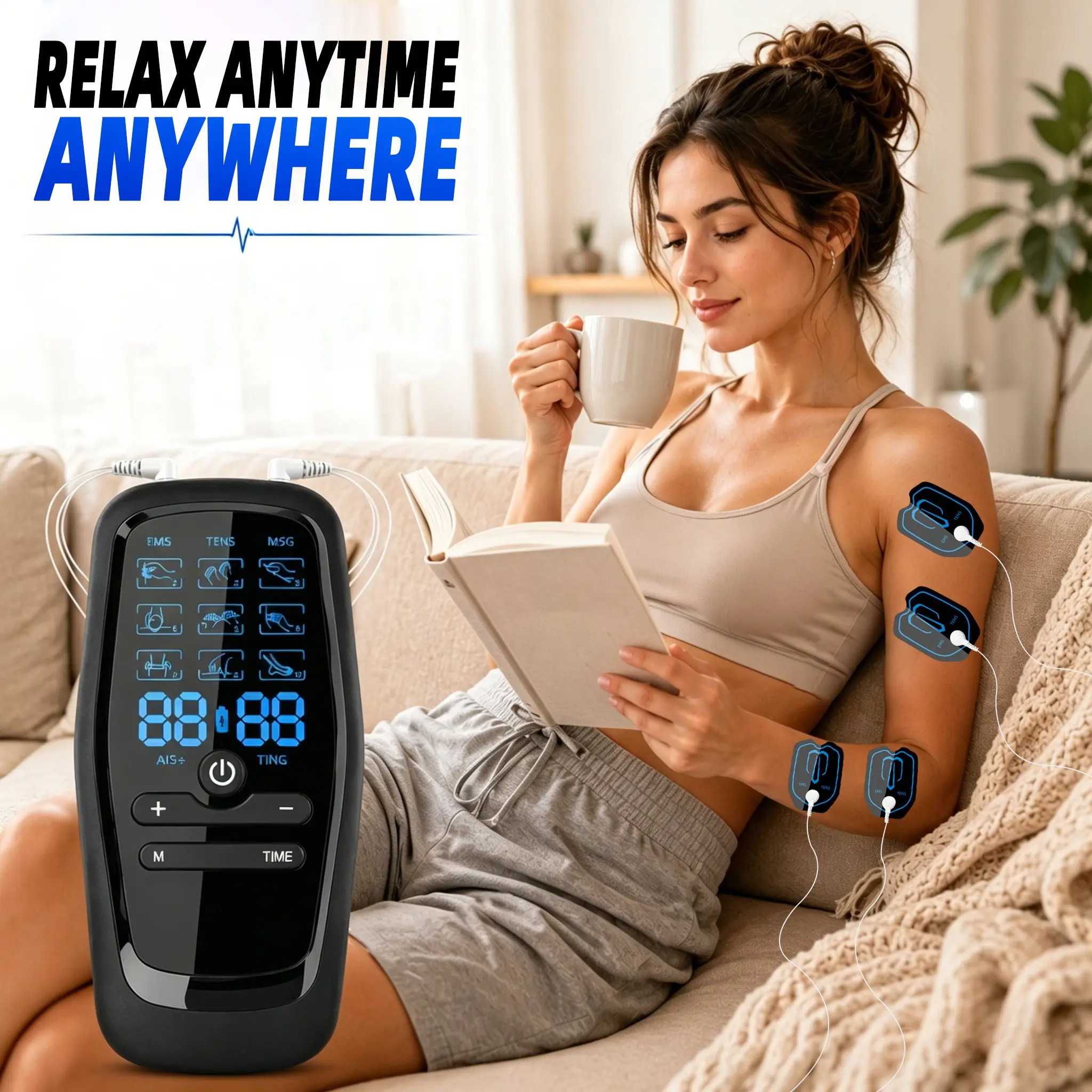 8pcs Portable Muscle Relax Massager, Rechargeable Full-Body Electric Massage Patch with 9 Modes, USB-C Charging, USB Rechargeable Massagers, Ideal for Home, Office & Travel