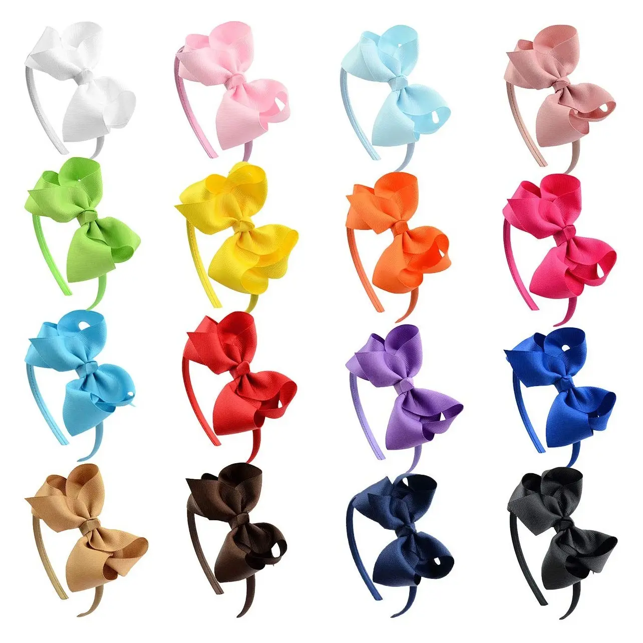 16 Pack Hair Bows with Plastic Headbands, Grosgrain Ribbon Hair Hoops Hair Accessories for Baby Girls and KidsGift
