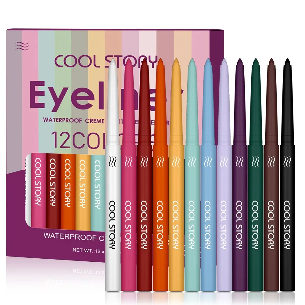 12 Colors Eyeliner Pen, 12pcs/set Waterproof Eyeliner Pen, Long Lasting Shimmering Eye Shadow Pen, High Pigmented Eye Makeup Products, Cosmetic