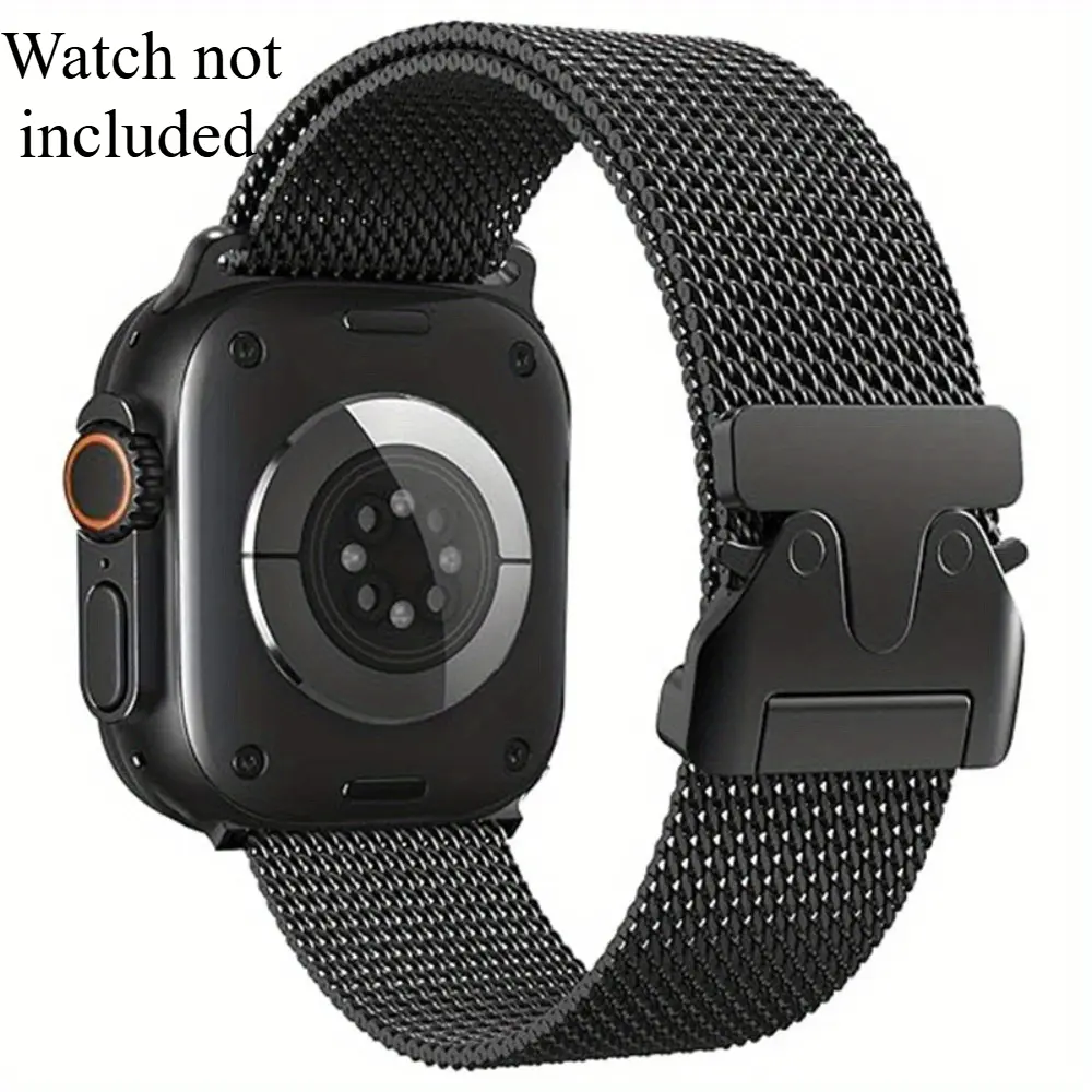 Adjustable stainless steel mesh strap, compatible with iWatch 38mm-49mm (Series 1-11/SE/SE2/Ultra/Ultra2), simple business unisex replacement strap (watch not included)