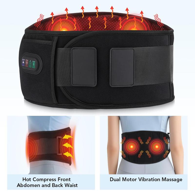 Electric Waist Massager Belt, USB Plug-in,3 Heat Vibration Adjustable Support for Back Menstrual Heating Pad , USB Rechargeable Design, Ergonomic Fit for Comfort, Hot Compress Heat Pad