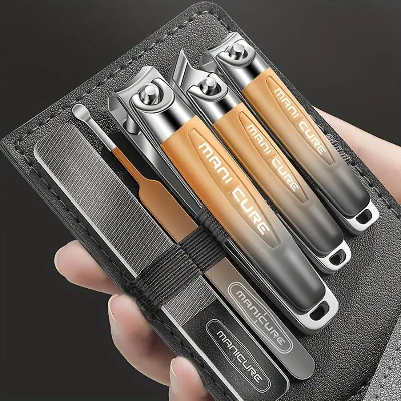 Professional Portable 5pcs/Set Pedicure and Manicure Set - Nail Clippers, Nail File, Ear Spoons - Grooming Set with Case for Perfect Nail Care, Gifts for Men/Ladies, Utility Set