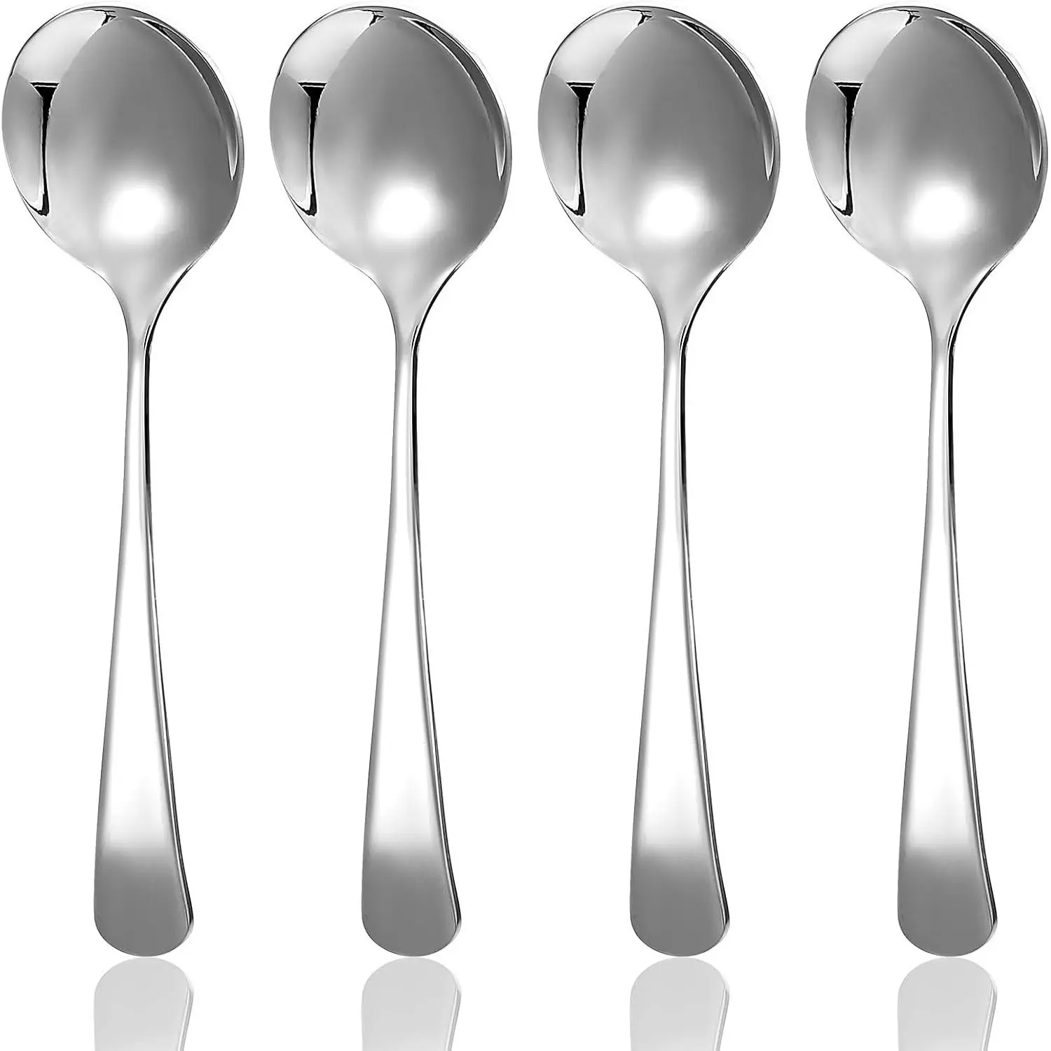 4 count 6.5 Inch Soup Spoons, Stainless Steel for , Restaurant | Daily Dining, Catering Use, Dishwasher Safe