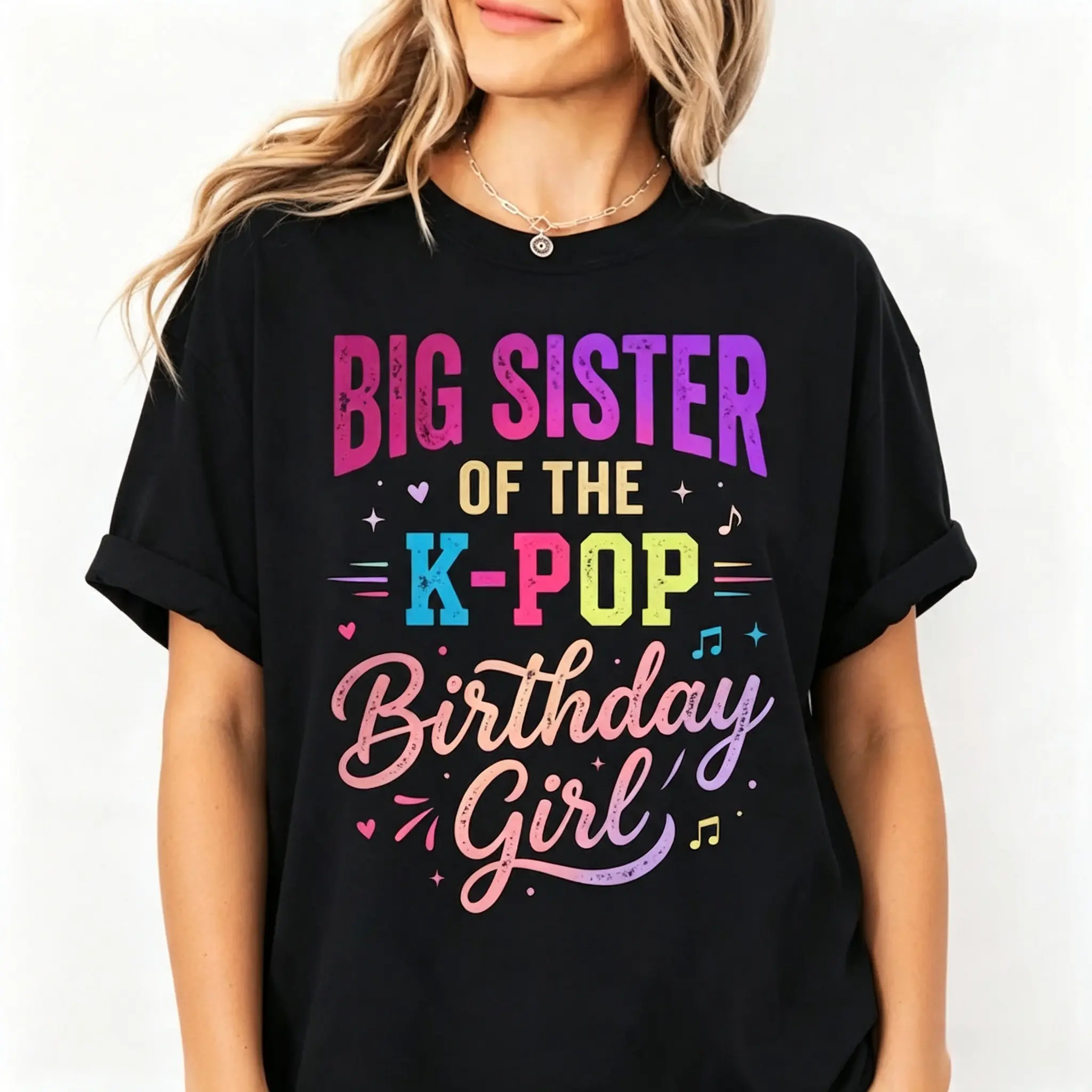 Big Sister K-Pop Birthday Girl T-Shirt |   Trendy Music Fan Tee |   Aesthetic Sister Gift Idea |   Vibrant Birthday Party Top