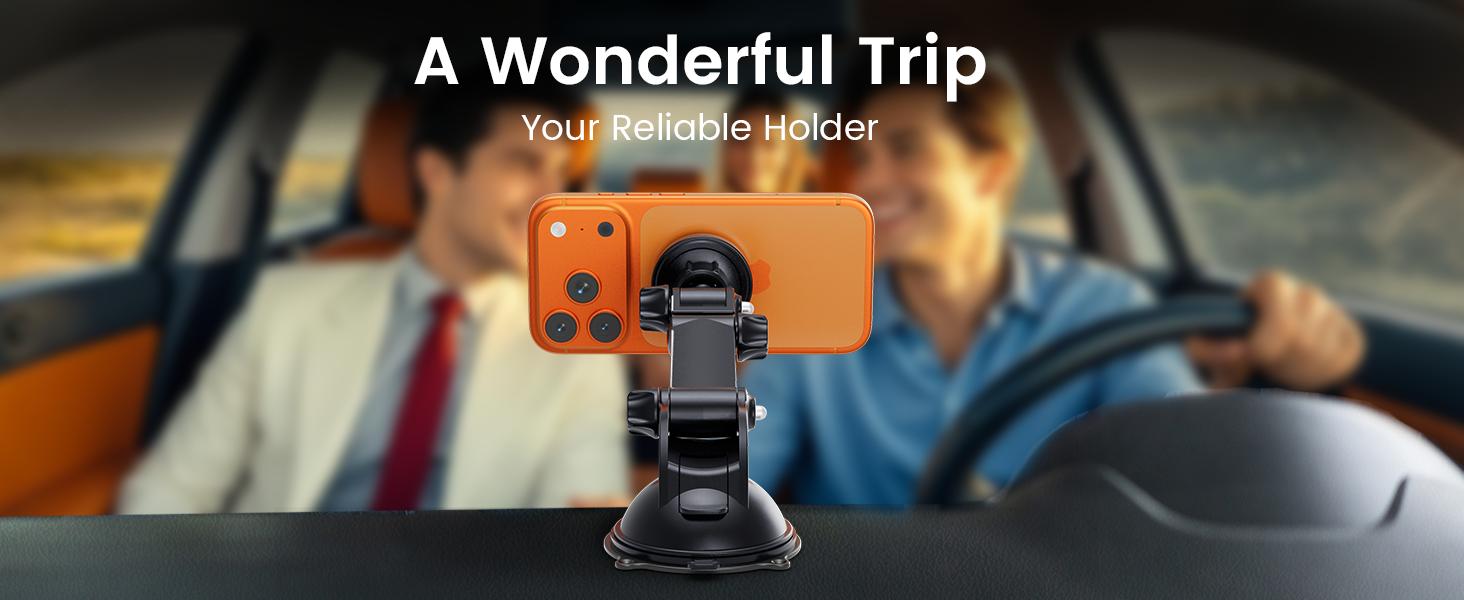 OHLPRO Magnetic Tablet Holder for Car Dashboard & Windshield, Adjustable Suction Cup Mount with Extendable Arm, 360 °     Rotation, Washable Base, Compatible with iPad, for Magsafe iPhones, Tablets