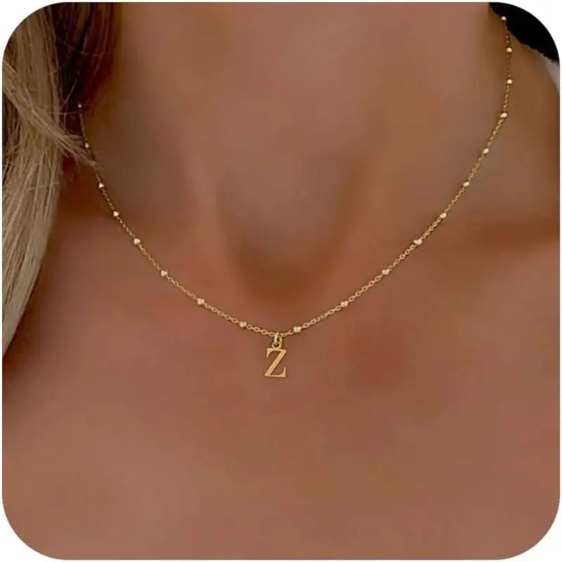 Initial Necklaces for Women, Dainty A-Z Pendant Letter Charm Necklace Personalized Name Necklaces for Women Trendy Jewelry Gift