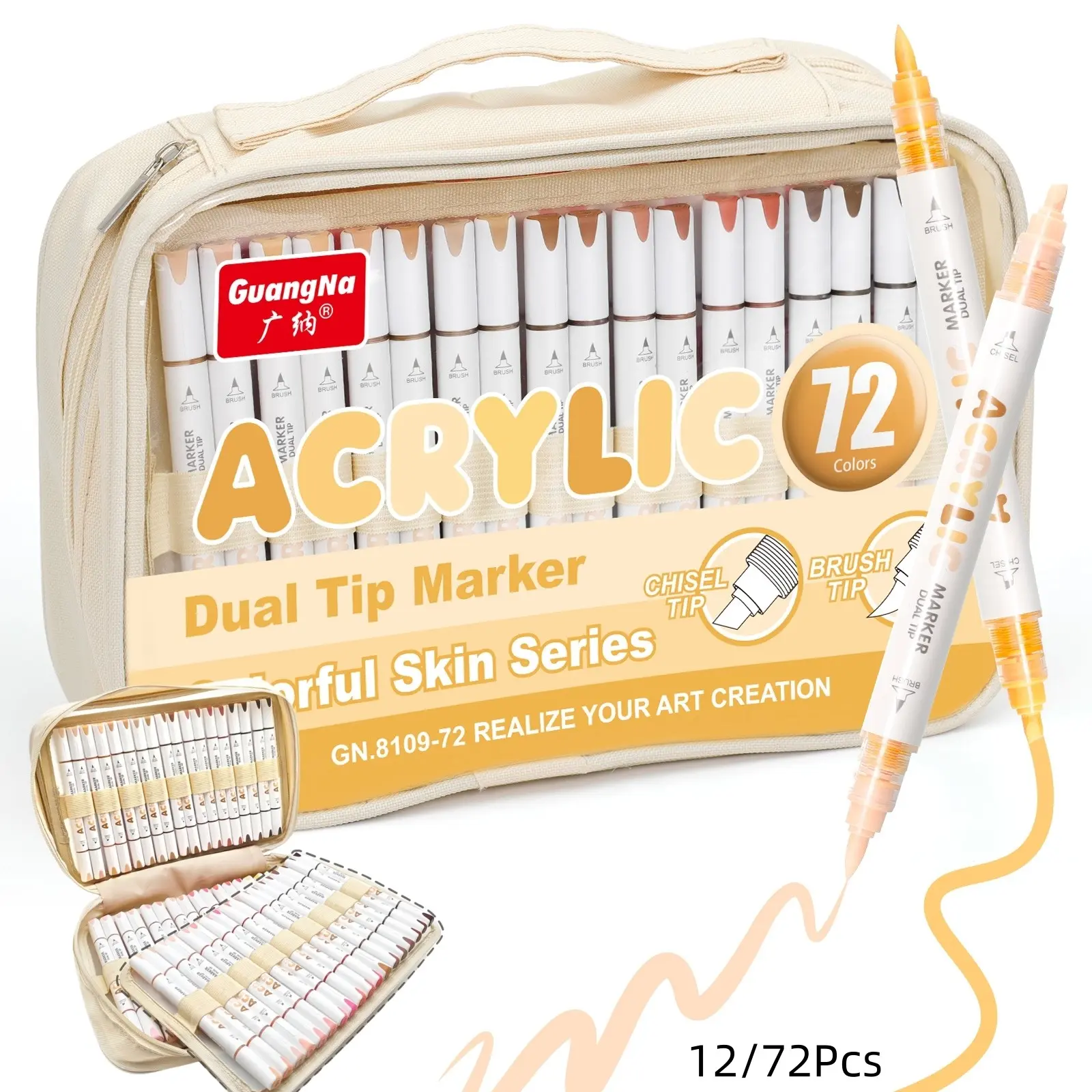 Acrylic Paint Pens Dual Tip Brush & Chisel Tip, Art Color Set Acrylic Paint Markers Automatic Ink Control for Rock Painting,Ceramic,Wood, Canvas,Glass, Card Making,DIY & Art Supplies, Art Materials, Art Drawing Supplies