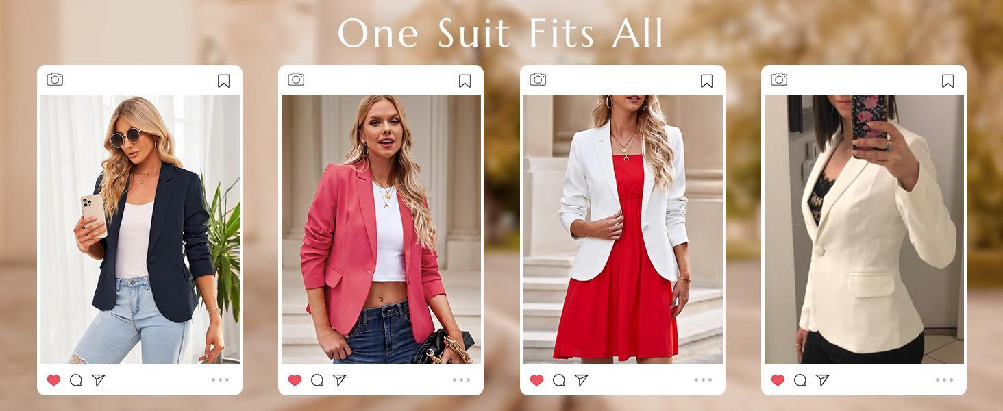 Imily Bela Womens Casual Blazers Long Sleeve Lapel Button Slim Work Office Blazer Jacket