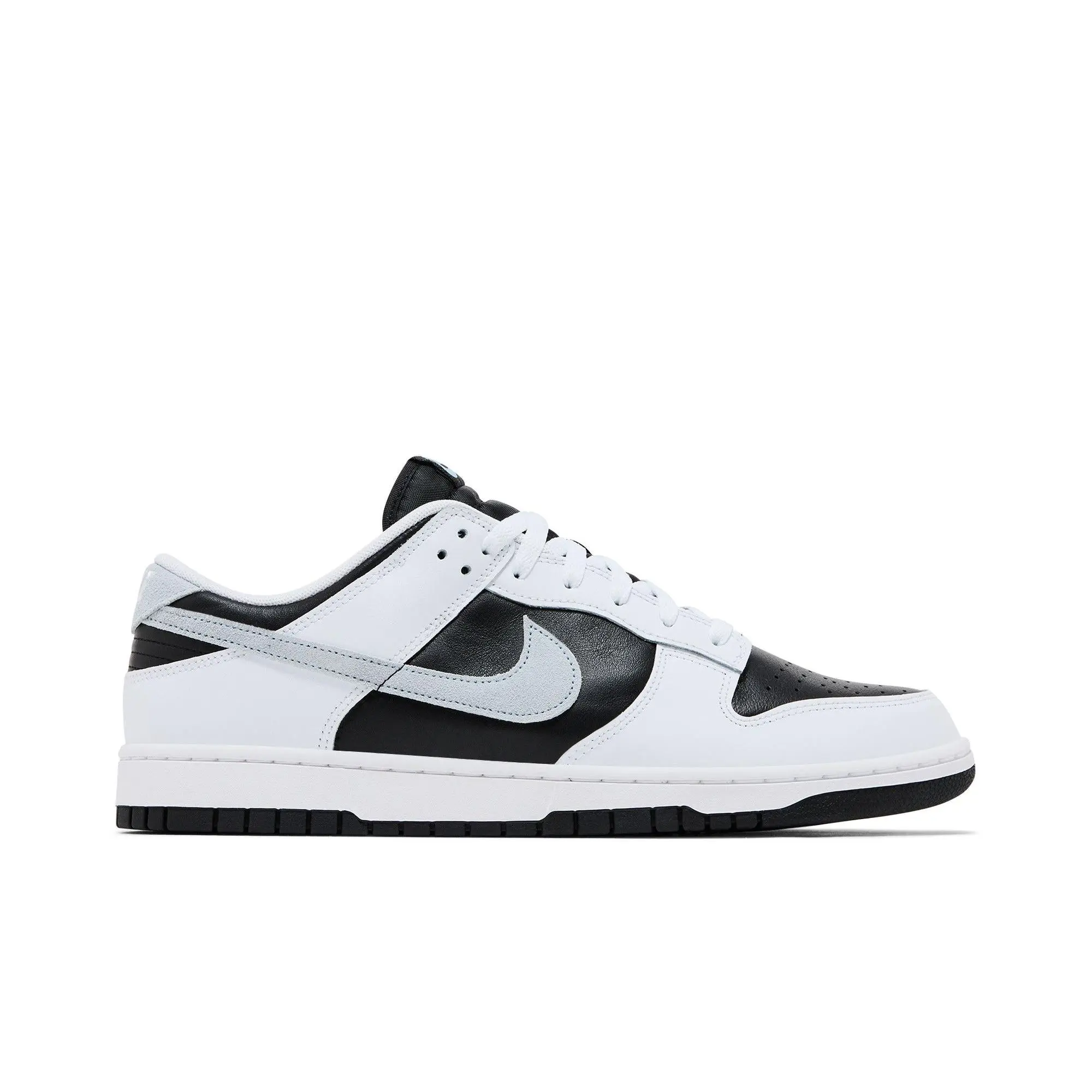 NIKE Unisex Dunk Low 'Reverse Panda 2.0' Skateboarding Sports Shoes - Lace-Up Closure, Panda Pattern, Suede Upper, White/Light Armory Blue/Black, Casual Sneaker Trainer Footwear, Style IB4620-141