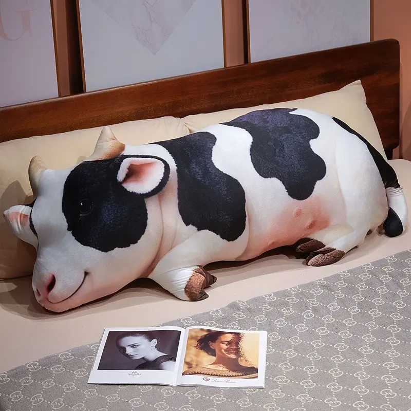 Simulation Cow Print Cuddle Pillow, Sofa Decoration Cushion, Bed Decorative Pillow, Contemporary Style, Polyester Fiber Material