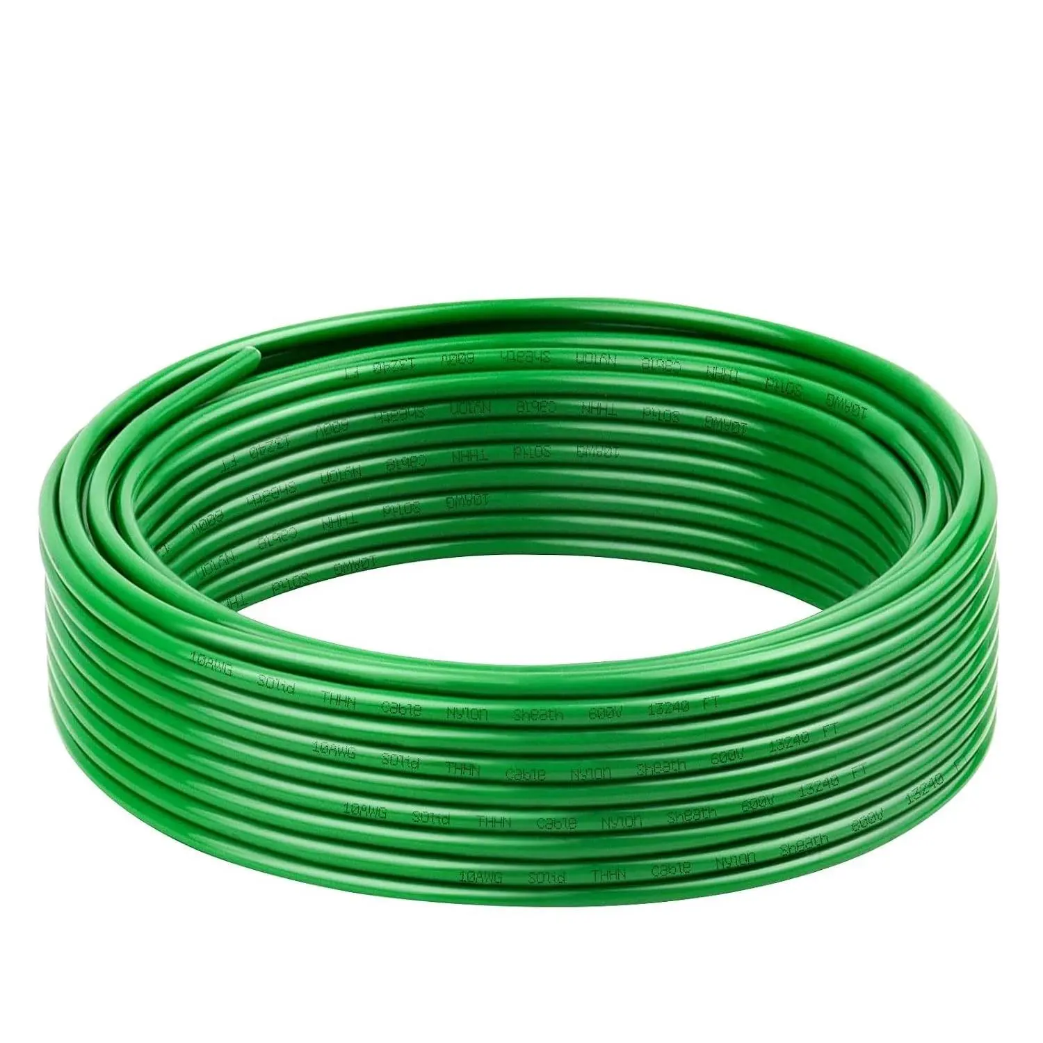 THHN Wire 10 Gauge 25 FT, 10 AWG Solid OFC Copper Electrical Building Wire with Nylon Jacket PVC Insulation, Rated 600V for Residential, Industrial, CNC, Ground (10 Gauge, Green)