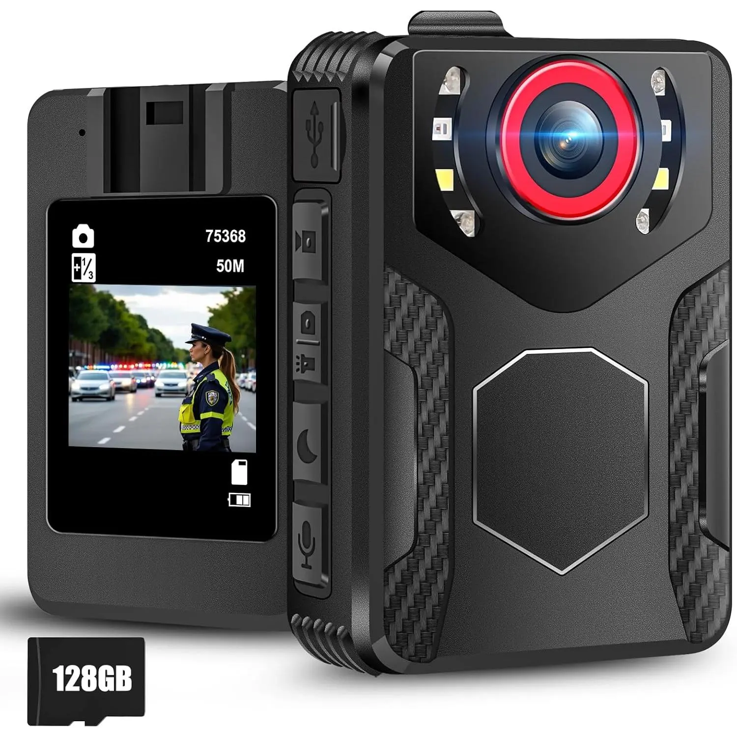 Camera with Audio and Video Recording: 1080P FHD  Cam with Night Vision, 10HR , 2.0" Screen, 128GB Wearable Camera, Bodycam for Traveling, Law Enforcement, Outdoors Activities