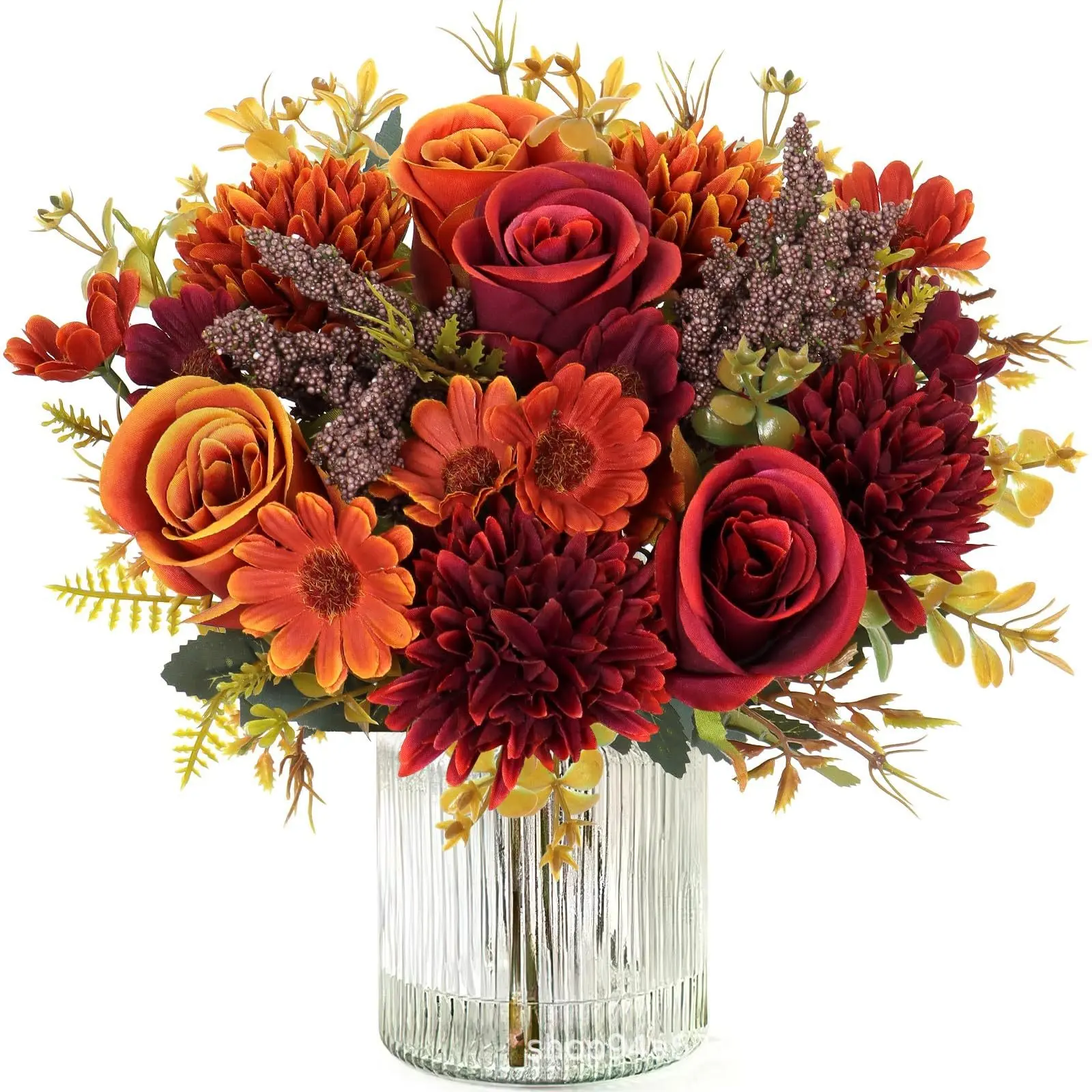 2pcs Realistic Artificial Flowers, Elegant Table Centerpiece, Decorative Flower Bouquet, Autumn Rose Peony Hydrangea Bouquet, Low Maintenance, Home Decor, Wedding, Office