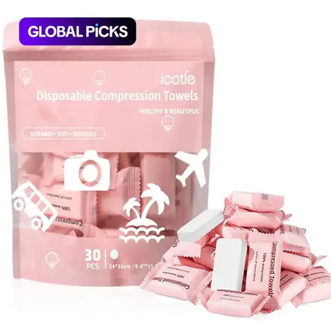 Disposable Compressed Face Towel, Disposable Facial Towels, 30pcs Portable Compressed Towel Tablet, Disposable Face Towel for Travel Camping Hiking, Travel Essentials #GLOBAL PICKS