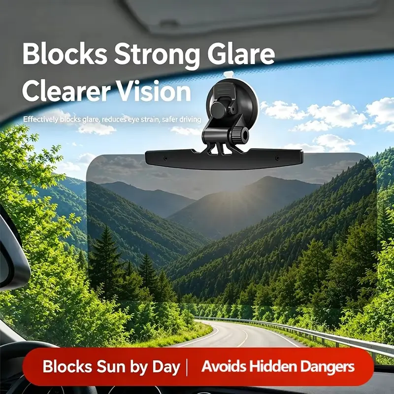 Universal Automotive Anti‑Glare Sun Visor with Suction Cup, Sun Shade for Car Windshield, Daytime Sun‑Shading Night‑Time High‑Beam Blocker, 360° Adjustable Windshield Sun Shield for Safe Driving