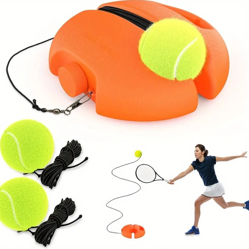 1 set of tennis trainers equipment. 2 tennis bouncing balls and practice ropes - suitable for beginners - improve your tennis skills anytime, anywhere