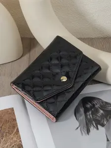 Minimalist women's short wallet, three fold multi card slot minimalist multifunctional wallet, snap on short wallet, suitable for outdoor, travel, and back to school