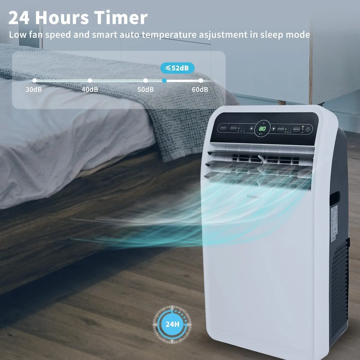 Shinco 8,000 BTU Portable Air Conditioner, Portable AC Unit with Built-in Cool, Dehumidifier & Fan Modes for Room up to 350 sq.ft, Room Air Conditioner with Remote Control, Installation Kit