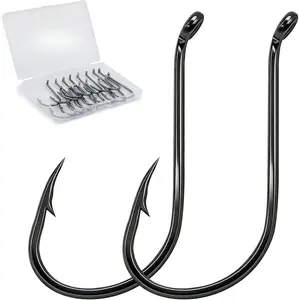 50/100 Pack Octopus Fishing Hooks - Offset Beak Circle Hooks  Fish Hooks Saltwater & Freshwater, Live Bait Fish Hook Black  Rigs Catfish, Bass Tuna, Walleye, Trout