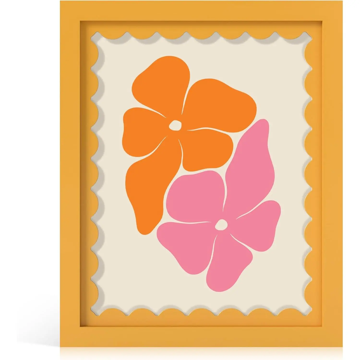 1 Pack Yellow 8x10 Wooden Photo Frame with Real Glass & Wavy Mat, Suitable for Tabletop Display and Wall Hanging Home Decor