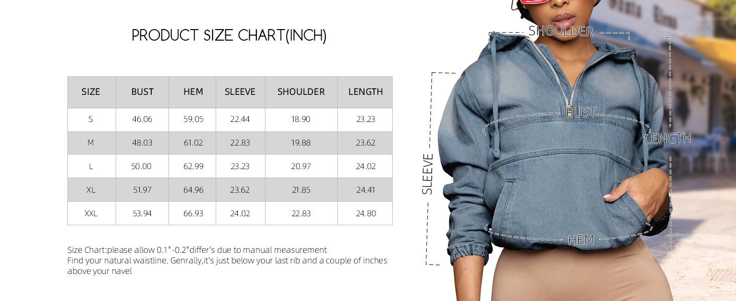 2026 Women's Half Zip Denim Hoodie Pullover Jackets Jean Tops
