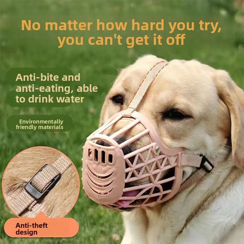 Plastic Anti-Bite Dog Muzzle, Soft Breathable Multi-Size Pet Snout Cover for Small-Medium-Large Breeds, Adjustable for Safe Walking