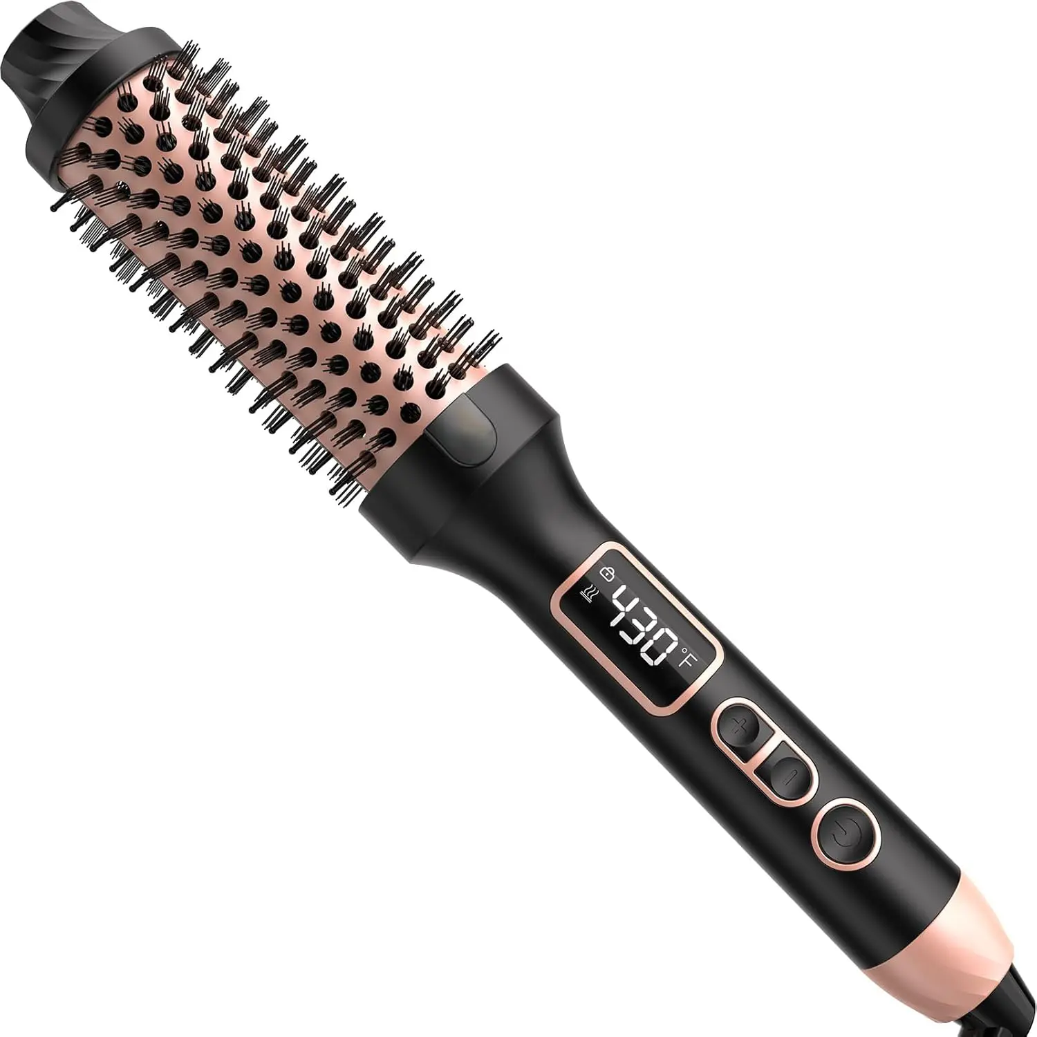 1.5-in Ionic Thermal Round Brush - 75-Watt Heated Hair Styler, 10 Heat Controls, Alloy Metal Curling Tool, Auto Shut-Off, Dual Voltage Travel-Safe Appliance, Black Gold